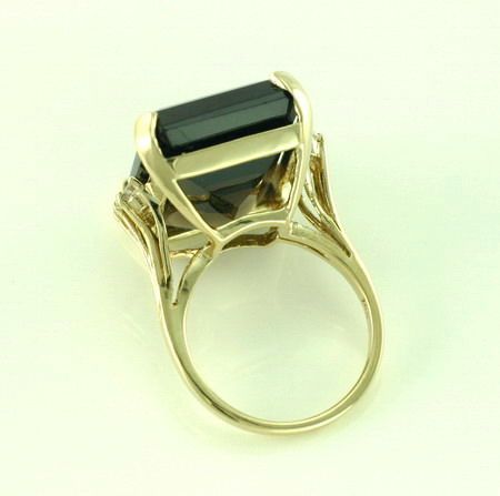 Vintage 10K Yellow Gold Cocktail Ring Big 20mm Smoky Quartz  