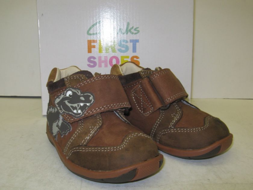 CLARKS BOYS FIRST BOOTS SAURUS REX BROWN  