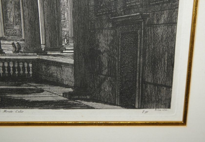   Luigi Rossini Etching of The Temple of Claudius Print c.1822 NR  