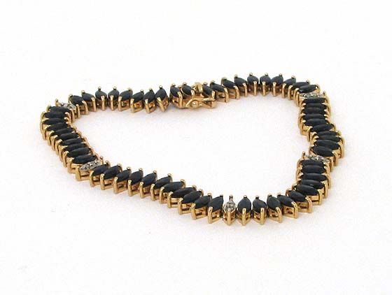 VINTAGE 14K GOLD 15.12 CTS. SAPPHIRES DIAMONDS BRACELET  