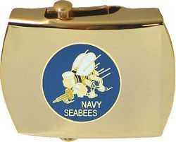 SEABEE Web Belt & buckle   brass buckle & black web belt   USN SeaBees