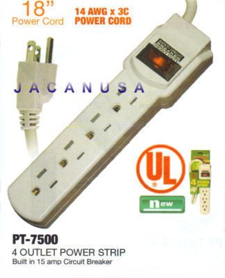 Outlet Power Strip and Circuit Breaker With 18 Cord  