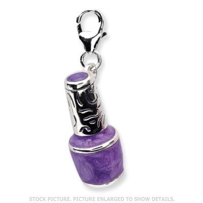   LA VITA STERLING SILVER 3 D ENAMELED PURPLE NAIL POLISH BOTTLE CHARM