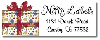 POLKDA DOT PRESENT & BOW #14 RETURN ADDRESS LABELS  