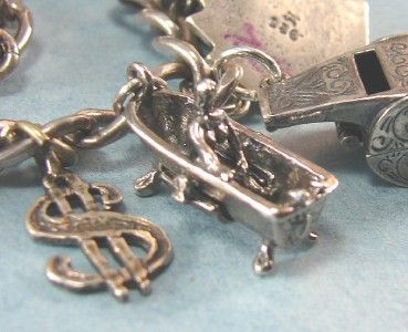 The VICE OF LIFE Vintage Sterling Silver Risqué Charm Bracelet Lots 