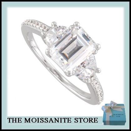 40 CT MOISSANITE RADIANT AND HALF MOON WITH ROUND DIAMONDS 