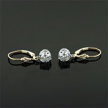 CT 14KTT MOISSANITE EURO LEVER BACK DANGLE EARRINGS  