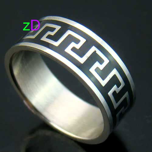 b7838 Size 8 Fad Designer Wide Black Stainless 316L Steel Ring Fashion 