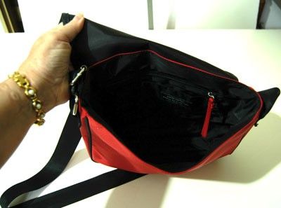 RALPH LAUREN Polo Jeans Co. Red Messenger Nylon Handbag  