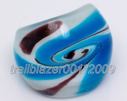 Free P&P Murano Lampwork Glass Ring size #8 Band r002  