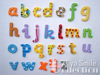 26PCS Wood Alphabet Lowercase Letter A Z Fridge Magnets  