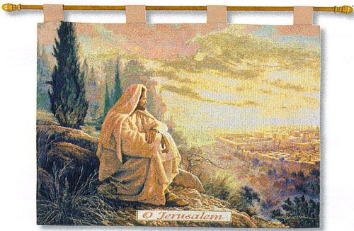 Religious Christmas Tapestry O Jerusalem Jesus Christ  