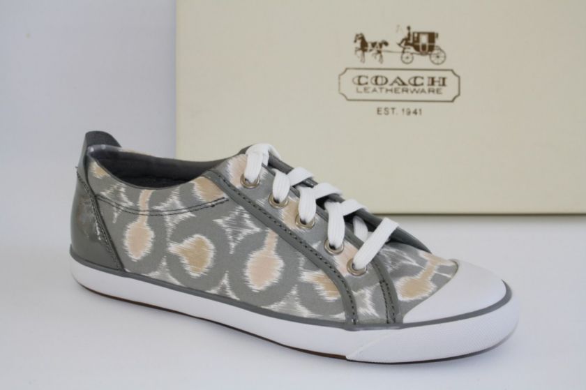 NIB Womens Shoes COACH Barrett IKAT OP Art Lace Up Sneaker Grey Multi 