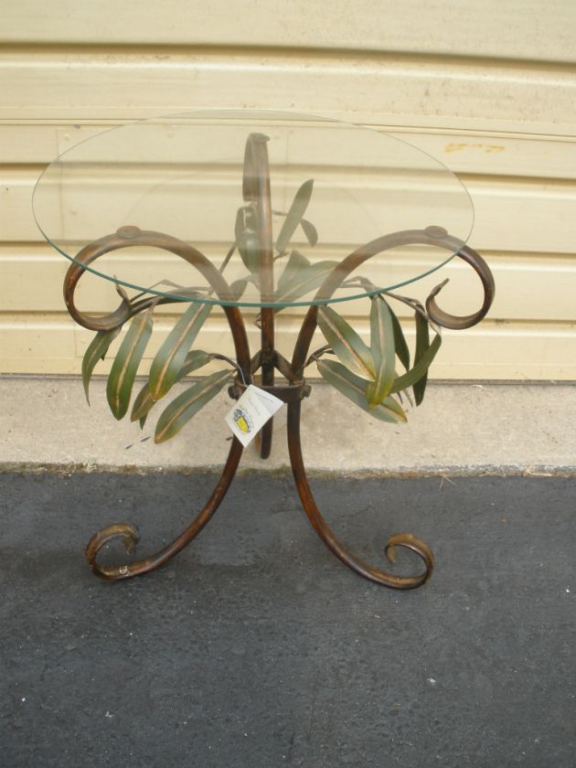 48641 Glass top Lamp Table Stand Metal Base  