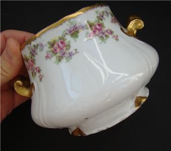 Lanternier Limoges Pink *Bridal Wreath* Covered Sugar Bowl  