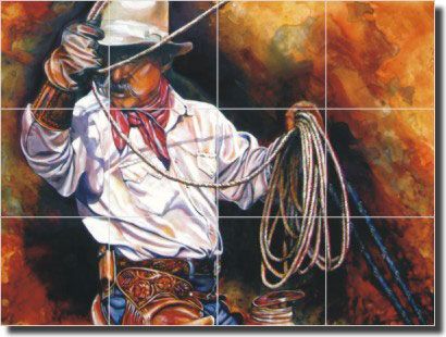 Taylor Cowboy Western Art Ceramic Tile Mural Backsplash  