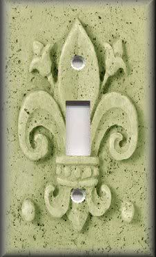 Light Switch Plate Cover   French Fleur De Lis   Celery Green  