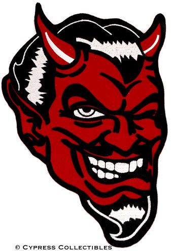 RED DEVIL EMBROIDERED IRON ON PATCH satan lucifer LARGE  