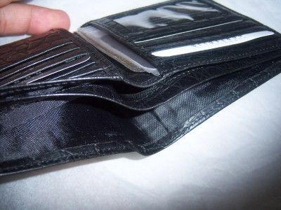 New Perry Ellis Croco Credit Card Leather Attache.Blk  