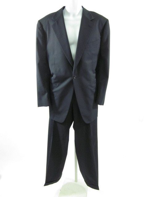 KASHANI Mens Dark Blue Pinstripe Blazer Pant Suit Sz56  