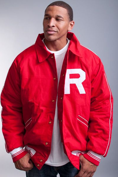 NEW MENS BROCK RED WHITE BASIC R LETTERMAN VARSITY JACKET COAT SIZE 