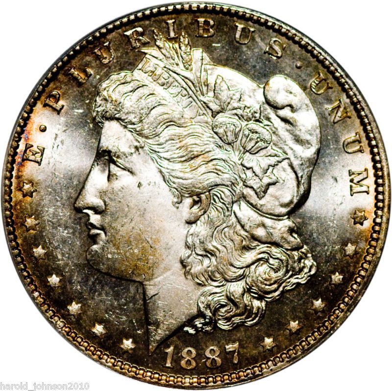 1887 Silver $1 Morgan Dollar MS 64 Anacs Gem Tone  