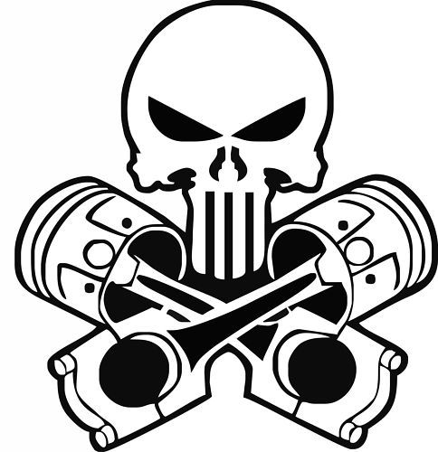 Cross Pistons Skull Vinyl Decal,Sticker,Car Graphic  