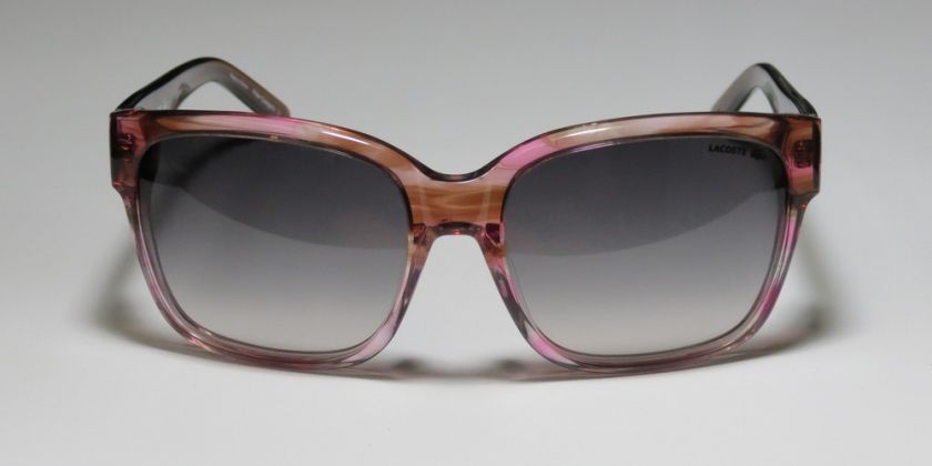   12657 STRIPED PINK/BROWN TEMPLES GRAY LENS WAYFARER SUNGLASS WOMENS