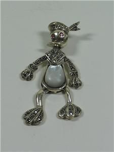 DUCK Pendant Marcasite Body Parts Move Sterling Silver  