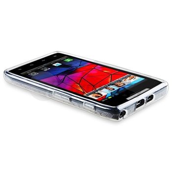   Clear TPU Skin Gel Case+Privacy LCD Film For Motorola Droid RAZR XT912