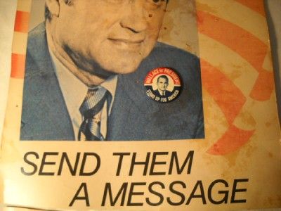 VINTAGE GEORGE WALLACE POSTER AND PIN BACK  