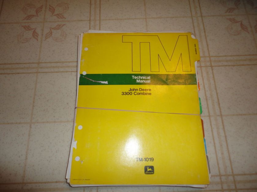 John Deere 3300 Combine Technical Repair Manual  