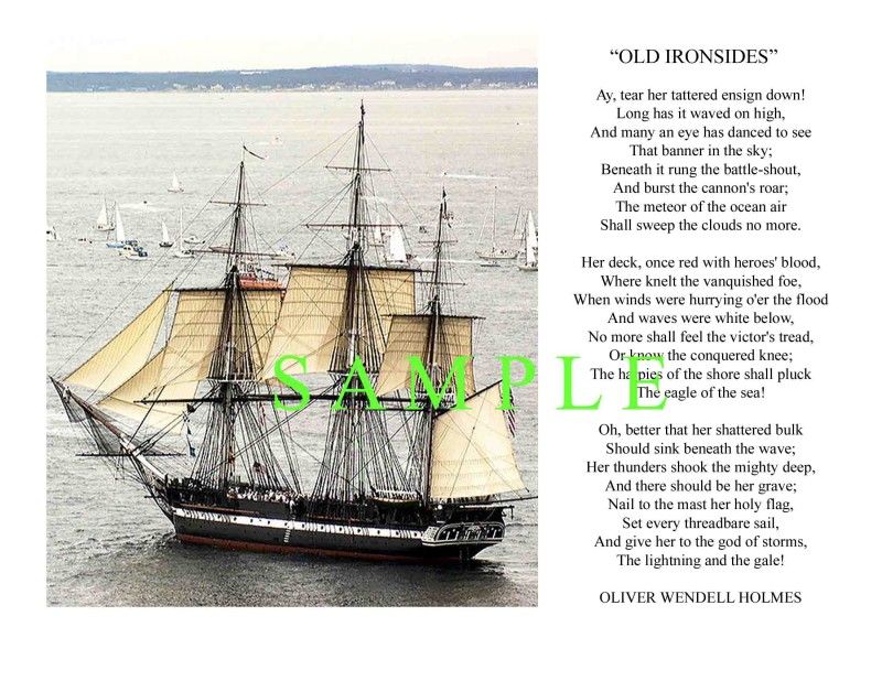 USS CONSTITUTION OLD IRONSIDES POEM OLIVER W. HOLMES  