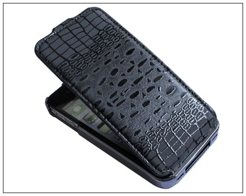 Dual use Crocodile Flip Leather Chrome Hard Back Case Cover for iPhone 