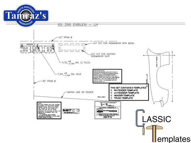 69 Camaro 396 SS Fender Header Trunk Emblem Template  