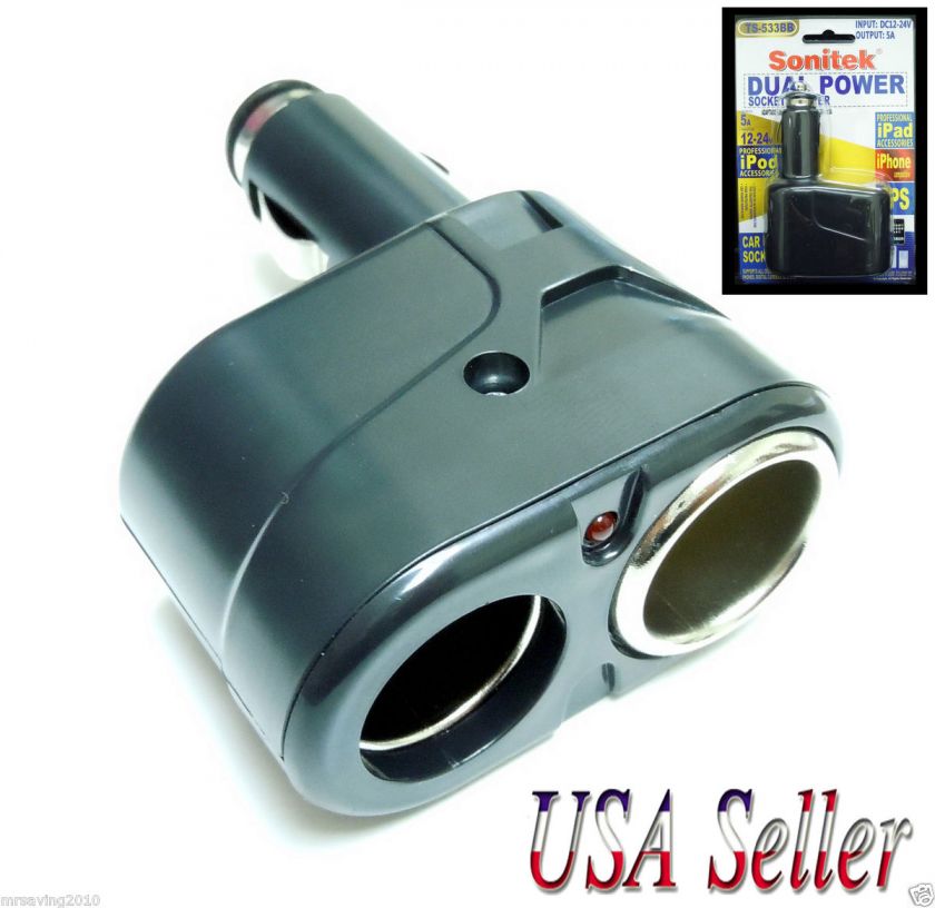   SOCKET AUTO CIGARETTE LIGHTER 12 24V DC POWER PLUG ADAPTER SPLITTER