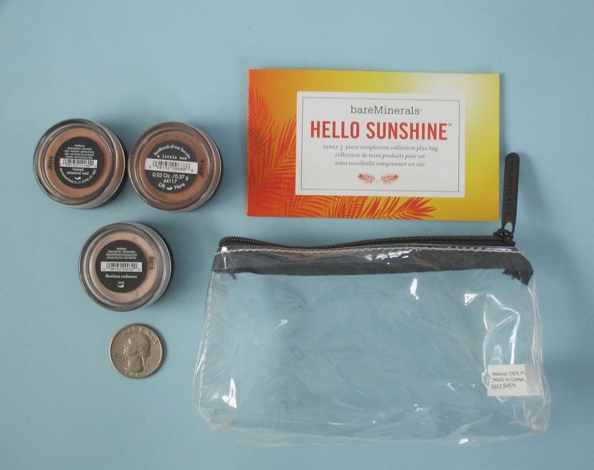 NEW Bare Escentuals HELLO SUNSHINE 3 piece Collection Set Kit plus Bag 