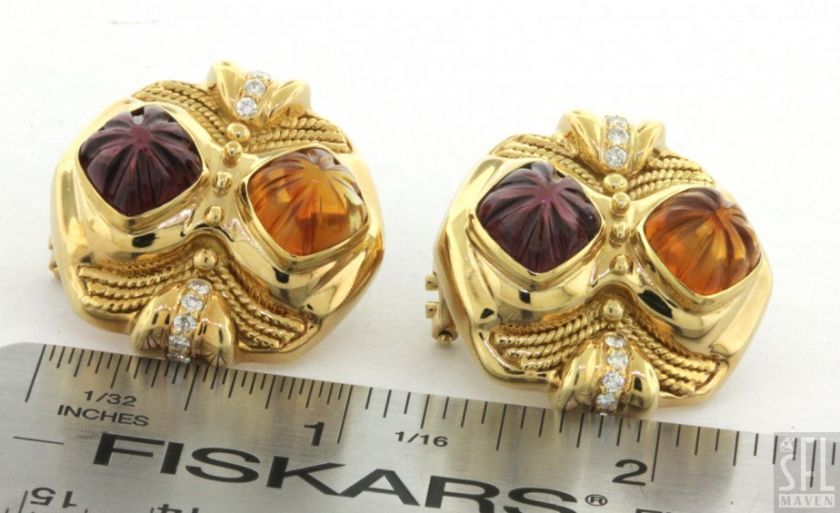 JB HEAVY 18K GOLD FANCY 4.60CTW VS2/G DIAMOND/CITRINE/TOURMALINE 