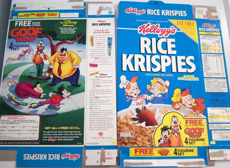 1992 Rice Krispies Goof Troop offer Cereal Box vvv62 on PopScreen