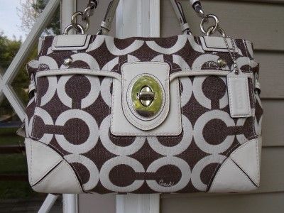 MINT AUTH Coach Peyton Expresso Brown OP ART SIG Canvas Carryall 