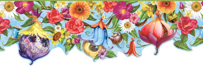 Nursery Murals FAIRY WOODLAND Wallpaper Border Mural Top Blue