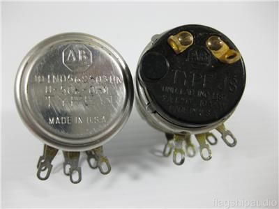 NOS Pair Allen Bradley AB Dual 50K Potentiometers Pots w/ Power Switch 