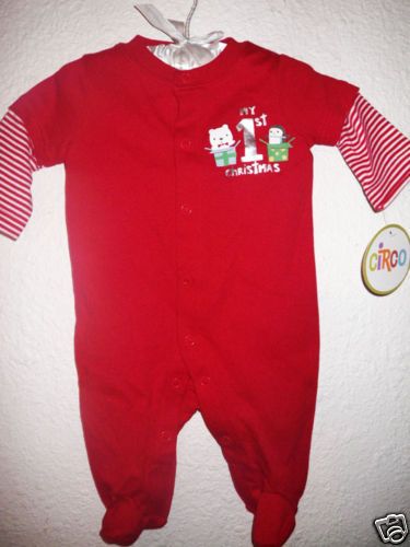 Babys My 1st Christmas Sleeper Outfit Pajamas NB 3M 9M  