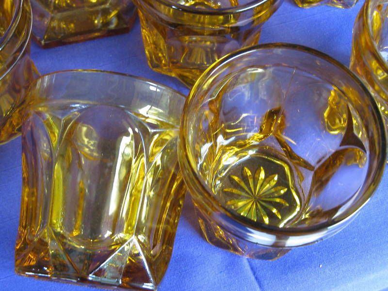 Anchor Hocking Honey Gold Amber Old Fashioned Glasses 8  