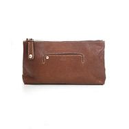 19905 auth TODS brown patinated leather Vanity Case Clutch Bag  