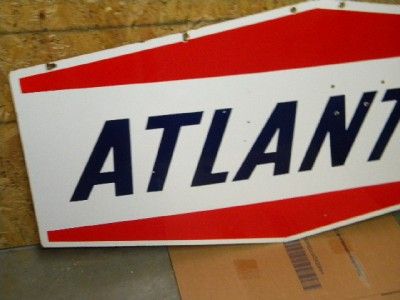 NICE Atlantic Gasoline Motor Oils DBL Sided Porcelain Station Sign 