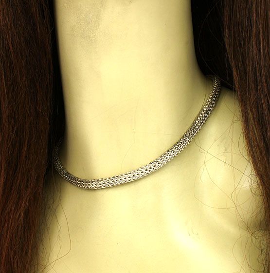 DESIGNER JOHN HARDY 6mm STERLING & 18K GOLD CLASSIC WOVEN 16 NECKLACE