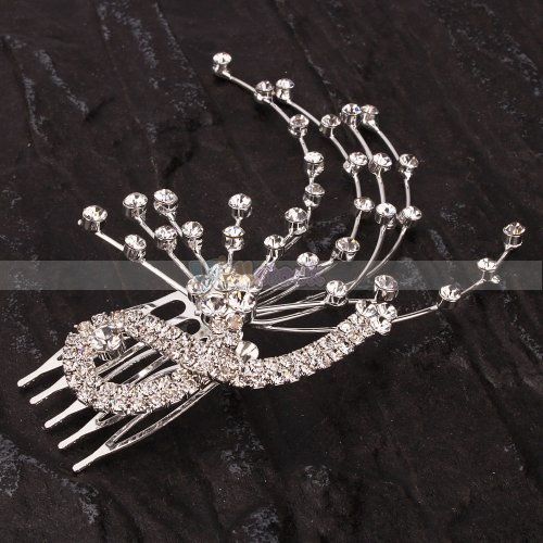 Elegant Rhinestone Folding Fan shaped Hair Comb Pin  