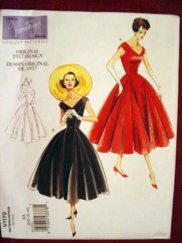 VINTAGE VOGUE 1957 STYLE MISSES DRESS PATTERN 1172 Sz 6 12  