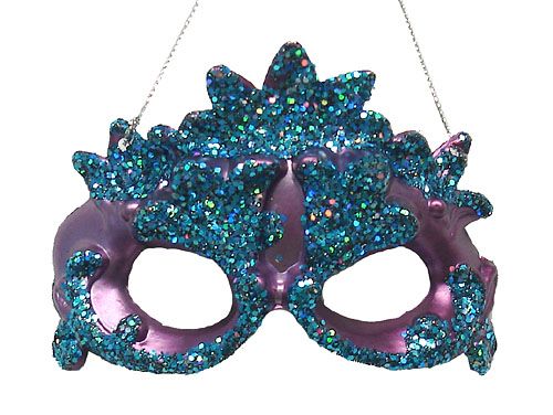 PEACOCK PURPLE MARDI GRAS MASK CHRISTMAS ORNAMENT 009312495009  